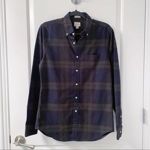 J.Crew All Cotton Oxford Slim Fit Mens Button Down Plaid Shirt Size Small S